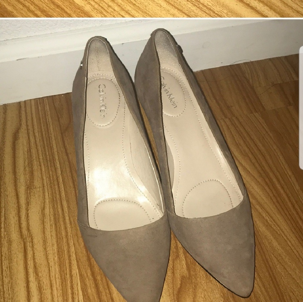 Calvin Klein nude wedges.
